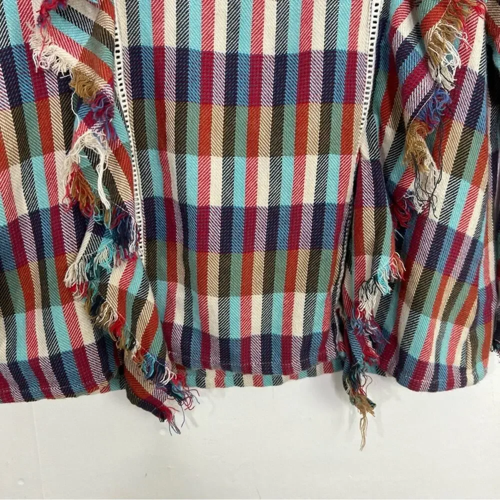 Anthropologie dRA Ruffle Plaid Kelsey Boho Top Size Medium - Picture 7 of 11